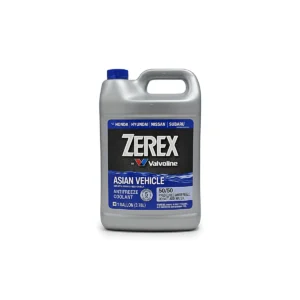 Refrigerante Zerex Valvoline Asian Vehicle 50/50 listo para usar, presentación 1 galón (3,78 litros), vista frontal del envase.